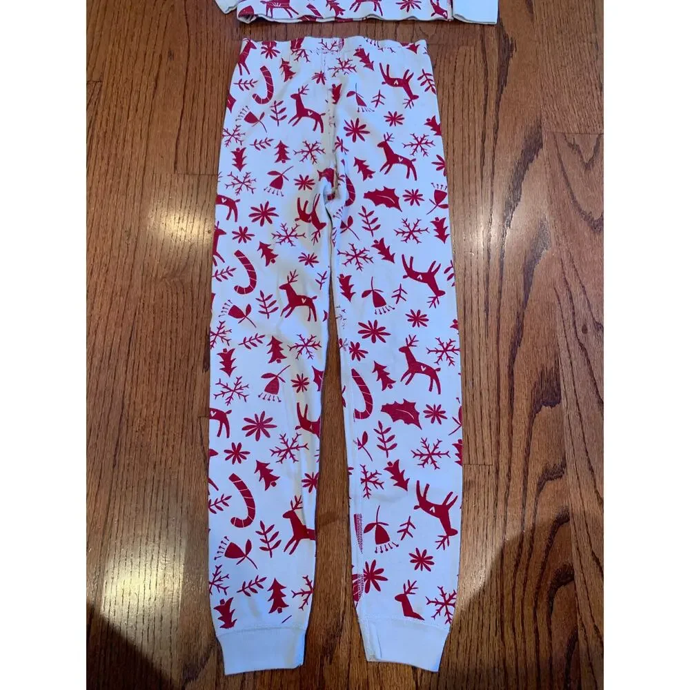 Hanna Andersson Scandi Cane Long John Holiday Cotton Pajama Set | Size 8